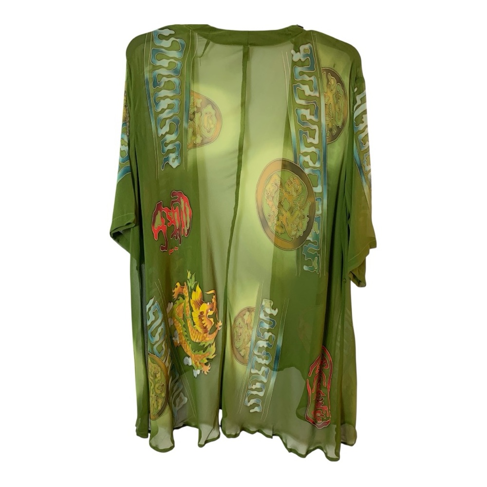 CeC me Green Sheer Kimono with Graphic Print - Picture 2 of 4